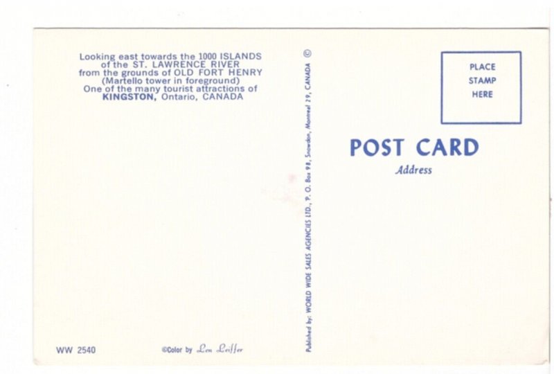 Martello Tower, St Lawrence River, Kingston, Ontario, Vintage Chrome Postcard