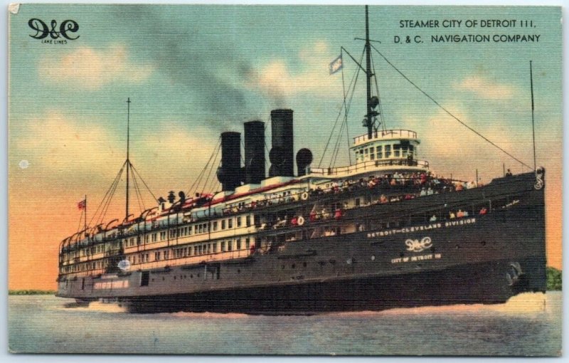 Postcard - Steamer City Of Detroit III, D. & C. Navigation Company