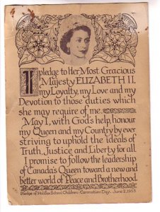 Queen Elizabeth II  53 Coronation Day Pledge Halifax School Children Nova Scotia