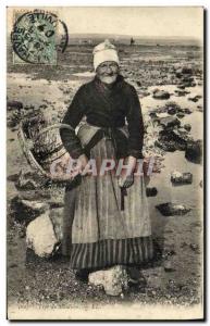 Postcard Old Fishing type Mouliere woman Folklore
