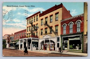 J99/ Canal Dover Ohio Postcard c1910 Hotel Central Stores  93