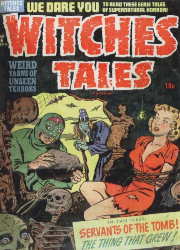 Witches Pagan Tale Girl As Hostage Skeleton 1950s Comic Book Postcard