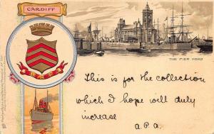 1903 Cardiff The Pier Head Heraldic Postcard Series #1021 Raphael Tuck