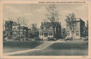 Postcard Masonic Temple and First Baptist Church Rockville MD