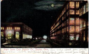 1900s Night Scene Cash Register Company Dayton Ohio Postcard