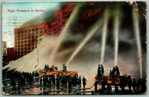 High Pressure Fire Hoses Glens Falls Fire Insurance NY 1910 DB Postcard F15