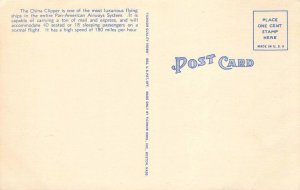 Pan-American Airways China Clipper San Francisco Bay Airplane c1930s Postcard 