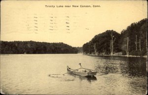 New Canaan Connecticut CT Trinity Lake Rowing Boat c1900s-20s Postcard