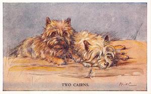 Scottie Terrier Dog Signed Artist Mac Two Cairns Postcard