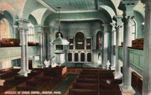 Vintage Postcard 1910's Interior of Kings Chapel Boston Massachusetts Reichner
