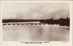 PC PAKISTAN, PONTON BRIDGE ON RIVER KABUL, Vintage REAL PHOTO Postcard (b43324)