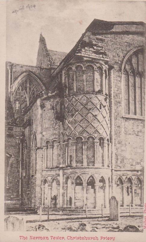 The Norman Tower Christchurch Priory Antique Postcard