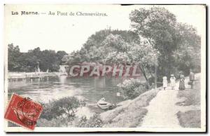 Marne Postcard Old Bridge On Chennevieres