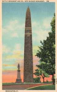 Vintage Postcard Battle Monument & Col. Seth Warmer Monument Bennington Vermont