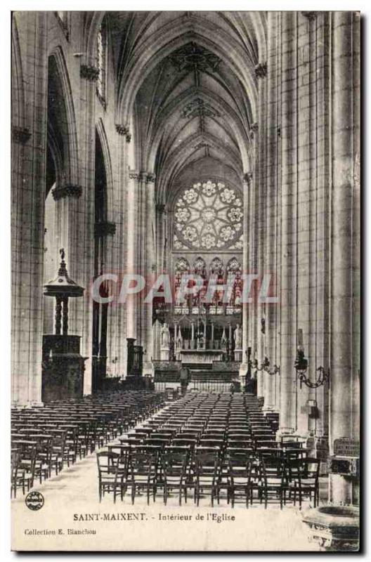 Saint Maixent Old Postcard Interior of & # 39eglise