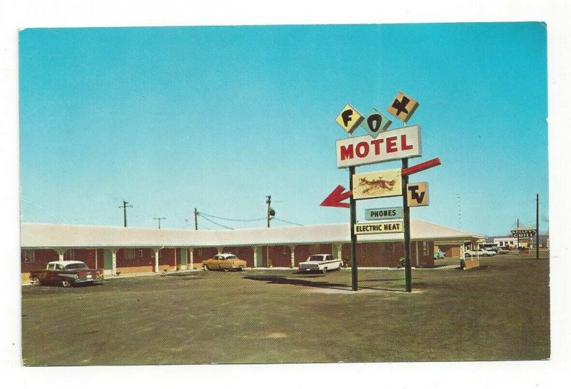 Postcard AR Fox Motel Bald Knob Ark. Arkansas Old Cars