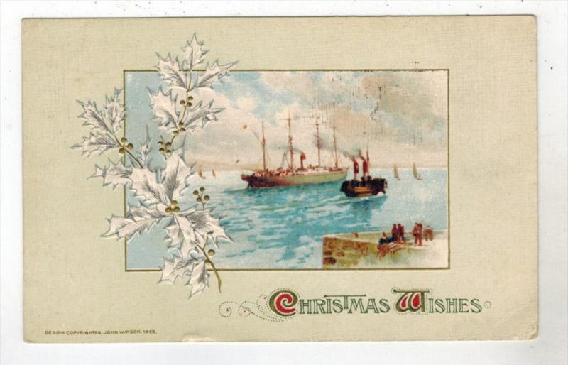 John Winsch   Ship in Harbor Christmas