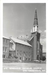 C71/ Ste Genevieve Missouri Mo Real Photo RPPC Postcard c50s Catholic Church