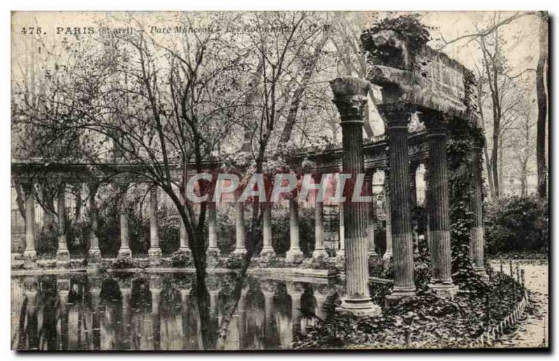 Old Postcard Paris Parc Monceau Columns