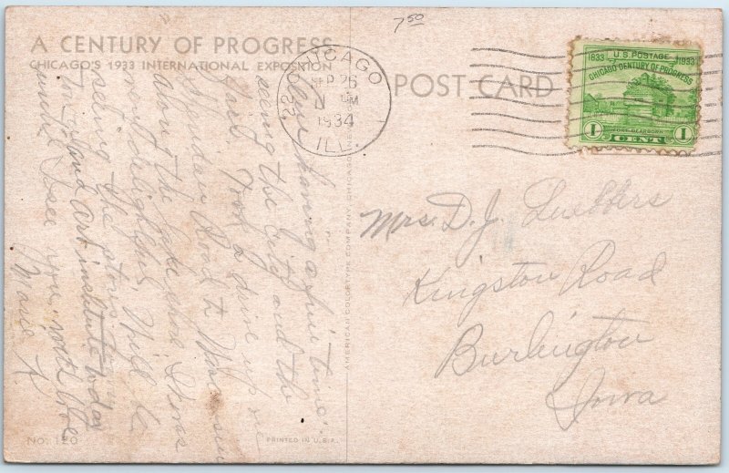 c1930s Chicago, IL Century Progress Expo Aerial Sky Ride Tower Lake A87