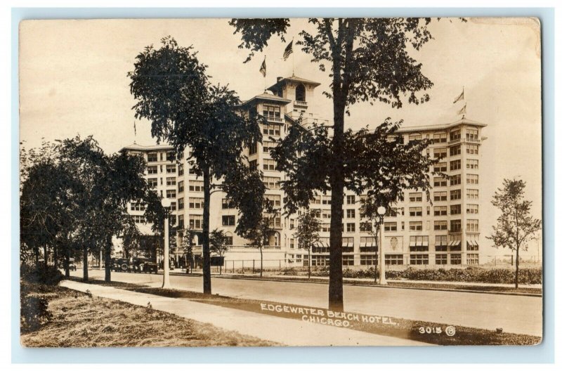 1921 Edgewater Beach Hotel Chicago Illinois Posted Vintage RPPC Photo Postcard 