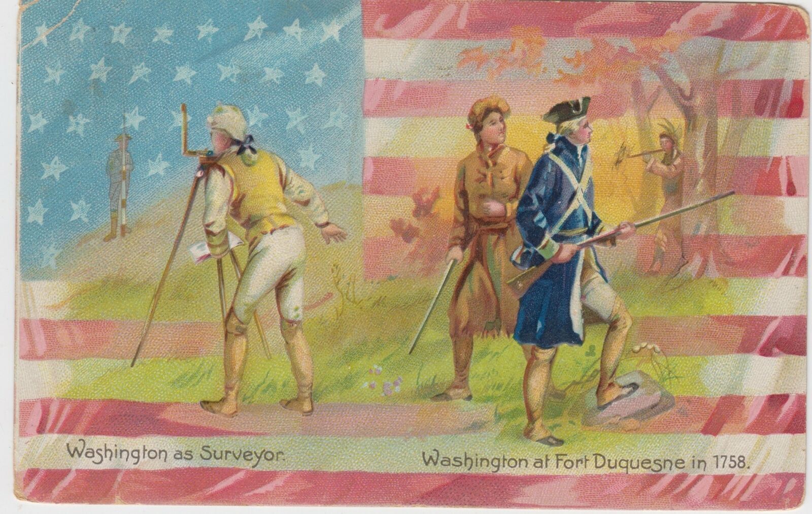 Patriotic Tuck's Postcard 1908 Washington as Surveyor Fort Duquesne