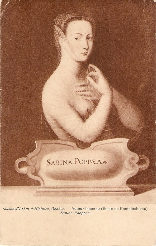 Portrait of Sabina Poppoea Fine art, painting, old vintage Swiss postcard