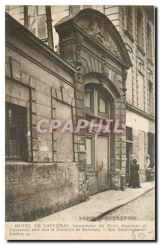 Old Postcard Paris Hotel Laffemas Governor Petit Chatelet