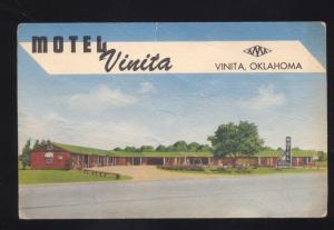 VINITA OKLAHOMA ROUTE 66 MOTEL VINITA VINTAGE LINEN ADVERTISING POSTCARD