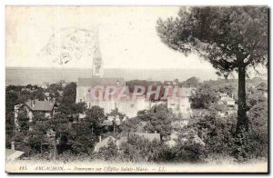 Arcachon Old Postcard Panorama of St. Mary & # 39eglise