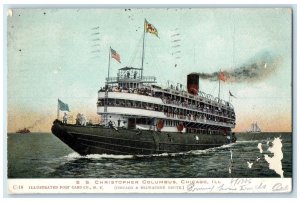 1906 Steamship Christopher Columbus Chicago Illinois IL Posted Vintage Postcard