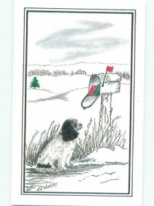 Pre-1980 signed DOG LOOKING AT MAILBOX AC5918