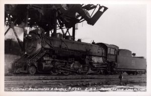 RPPC Real Photo Chicago, Burlington & Quincy Railroad Postcard - Locomotive 5351