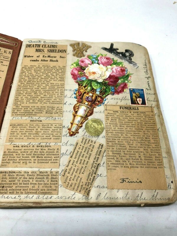 Amazing scrapbook 1900-1930 news horses ephemera photos family war ID: Greene MA