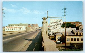 FORT SMITH, AR ~ Arkansas Welcome Sign DR. PEPPER BOTTLING Co. 1950s Postcard