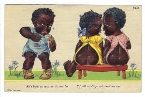 1942 Black Americana Comic Postcard Posted Hot Springs, AR Natl Park (MM131)