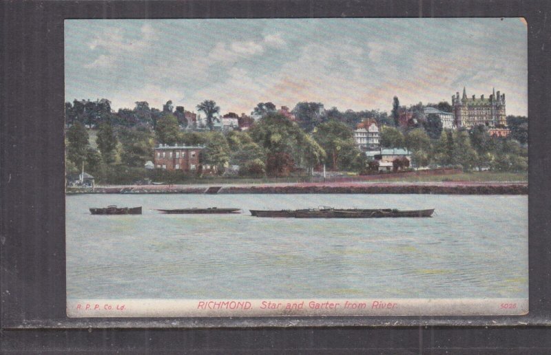 GREAT BRITAIN, RICHMOND, STAR & GARTER FROM RIVER, 1910 ppc., unused.