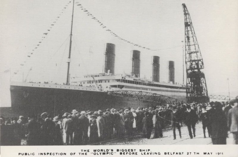 SS Olympic Ship First Public Inspection White Star Lines Rare Postcard ...