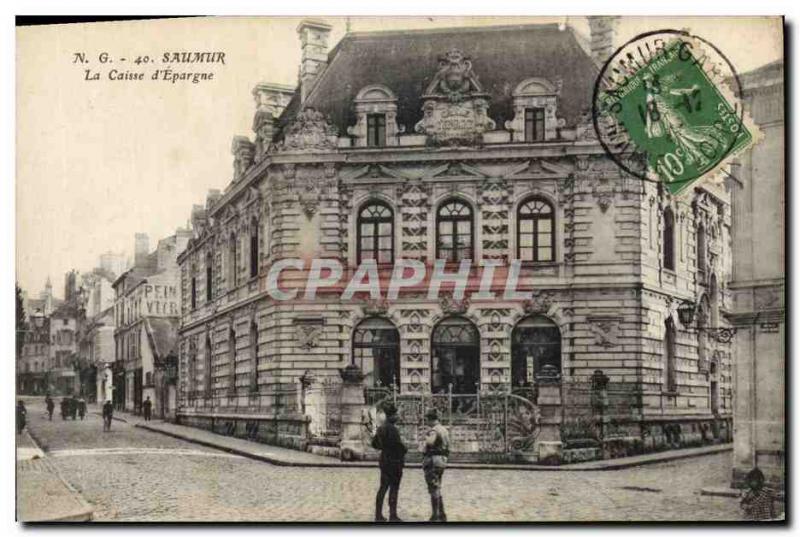 Old Postcard Bank Caisse d & # 39Epargne Saumur