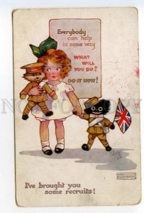 490485 Agnes RICHARDSON English WWI Propaganda DOLL Girl TEDDY BEAR TUCK #8740