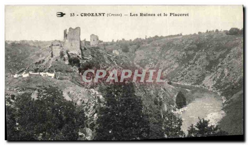 Old Postcard Crozant Ruins and placeret