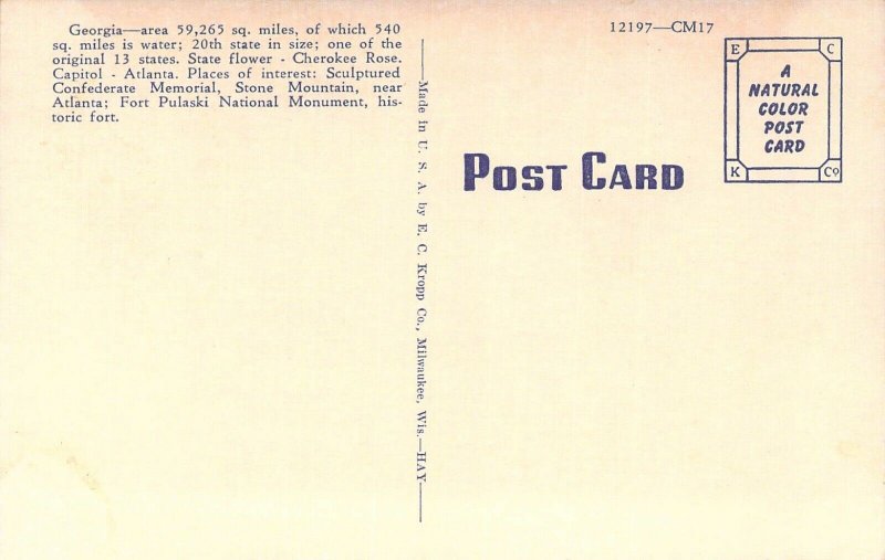 Linen Era, Large Letter, Lady Golfer, GA, Georgia, Old Postcard 
