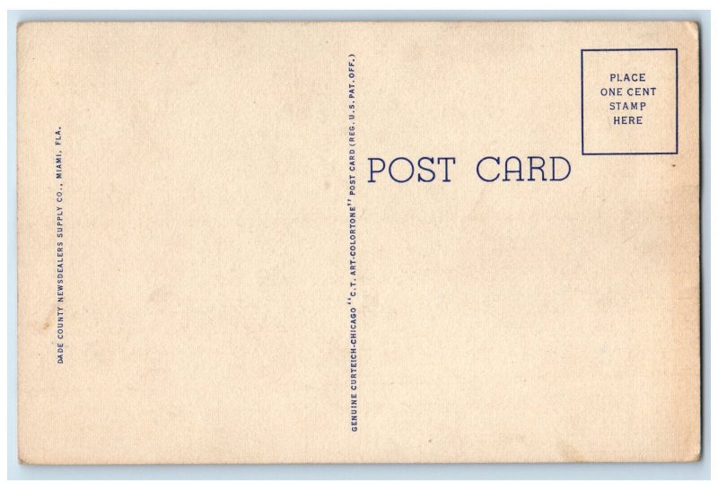 c1940's Ocean Front Hotel Barracks Army Air Forces Miami Beach FL Postcard