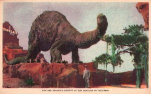 Vintage Postcard 1930's Sinclair Dinosaur Exhibit at Century of Progress Chicago