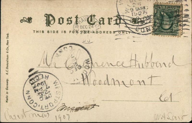 Rowayton CT Main St. 1907 Used Postcard