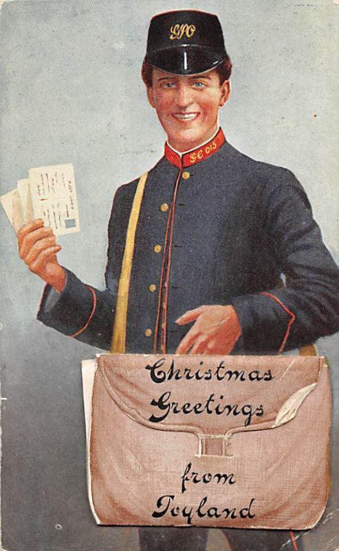 Christmas Greetings from Toyland add on to card of bag. Occupation, Mailman W...