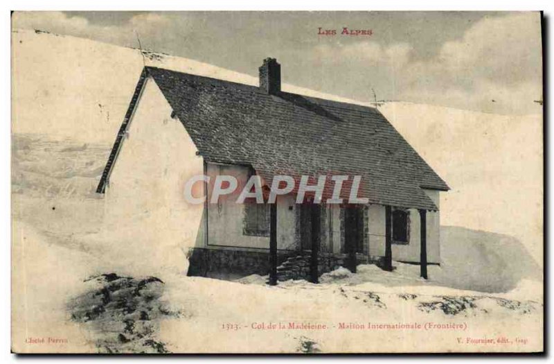 Postcard Old Mountaineering Alps Col Madeleine International Masion Frontiere