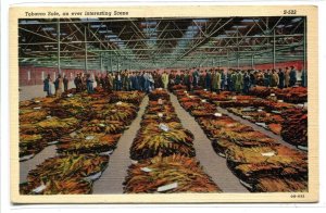 Tobacco Sale Auction Warehouse in the South linen postcard