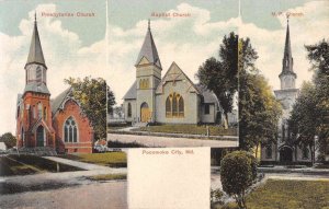 Pocomoke City Maryland Churches Multiview Vintage Postcard AA56522