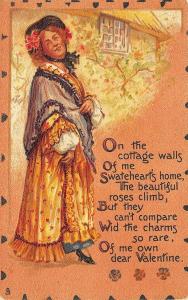 Raphael Tuck  Leathette Valentine Day Greetings Poem Postcard
